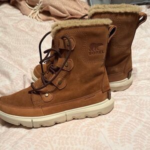Sorel Brown Waterproof Winter Lace-Up Boots with Faux Fur Trim 7